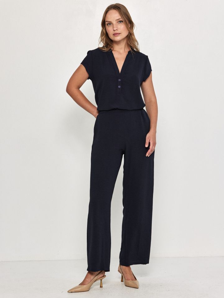 חליפת מכנסיים שינה בצבע נייבי