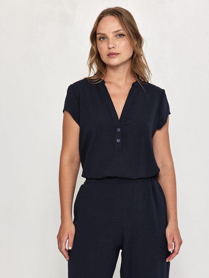 חליפת מכנסיים שינה בצבע נייבי