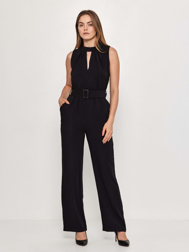 אוברול חגורה קשירה ITALY בצבע שחור