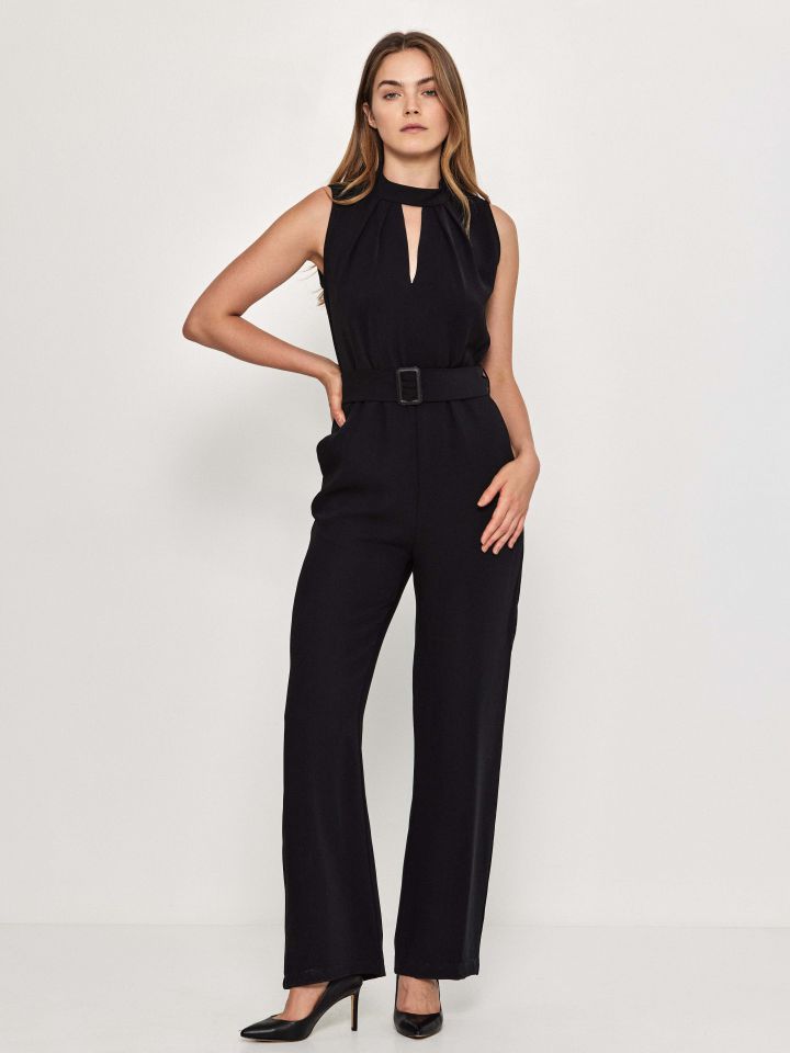 אוברול חגורה קשירה ITALY בצבע שחור