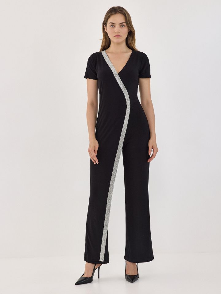 אוברול  סרט יהלומים NATALY בצבע שחור