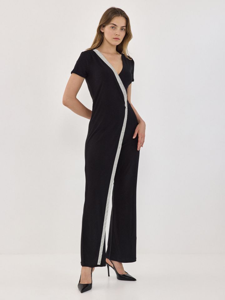 אוברול  סרט יהלומים NATALY בצבע שחור