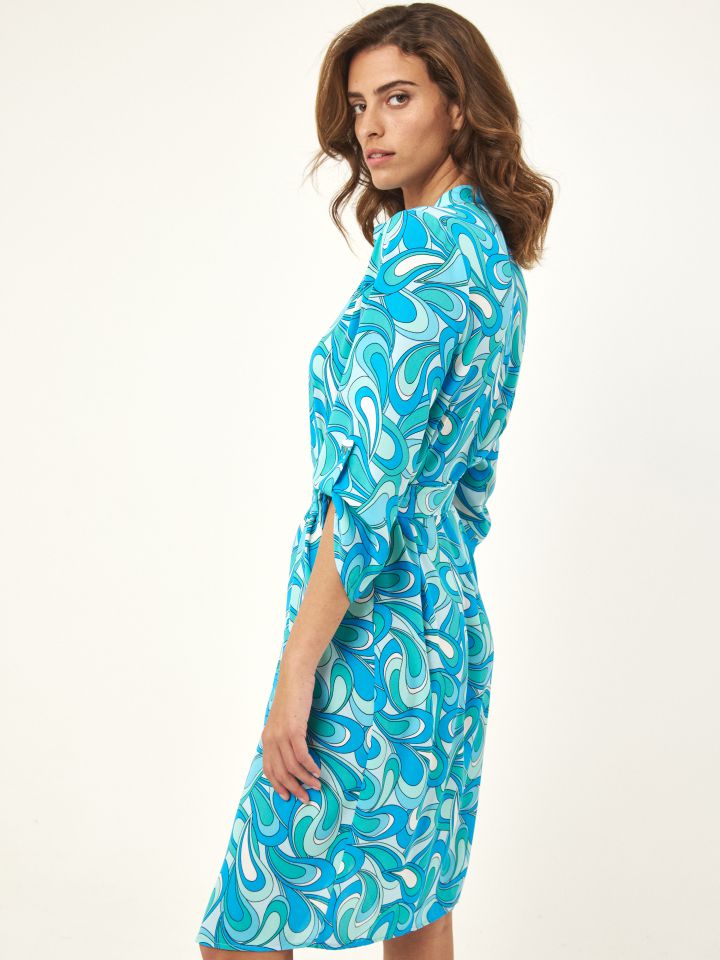 שמלה דפוס שינה בצבע טורקיז