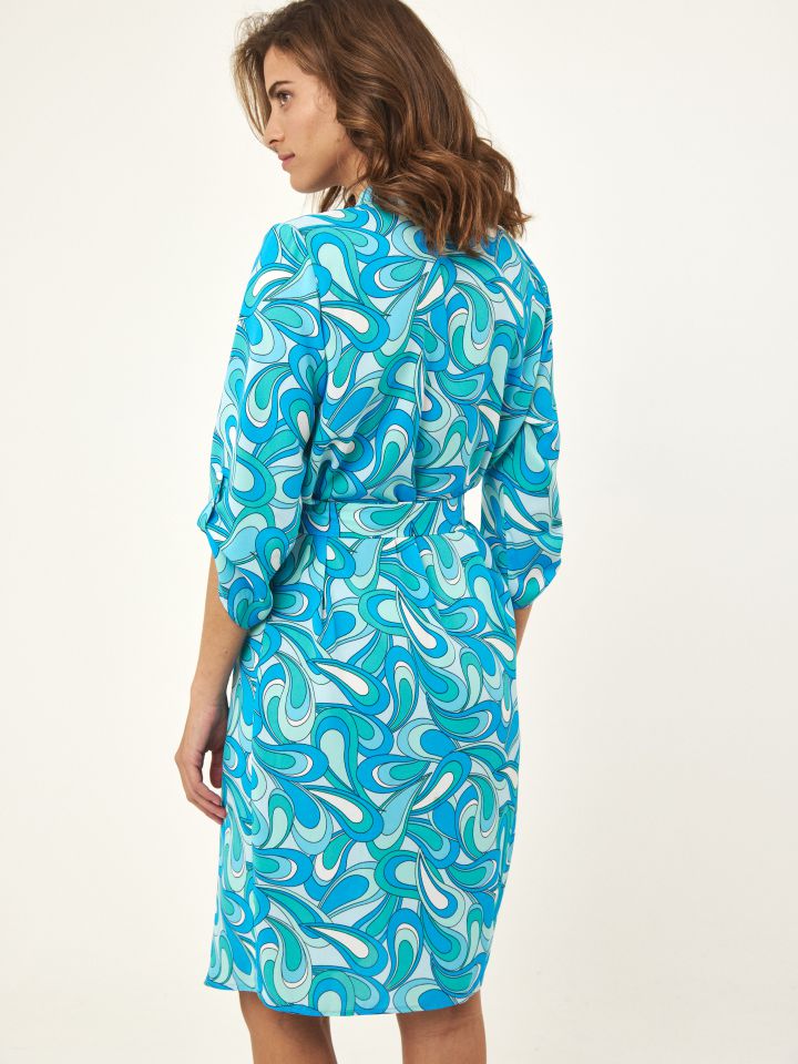 שמלה דפוס שינה בצבע טורקיז