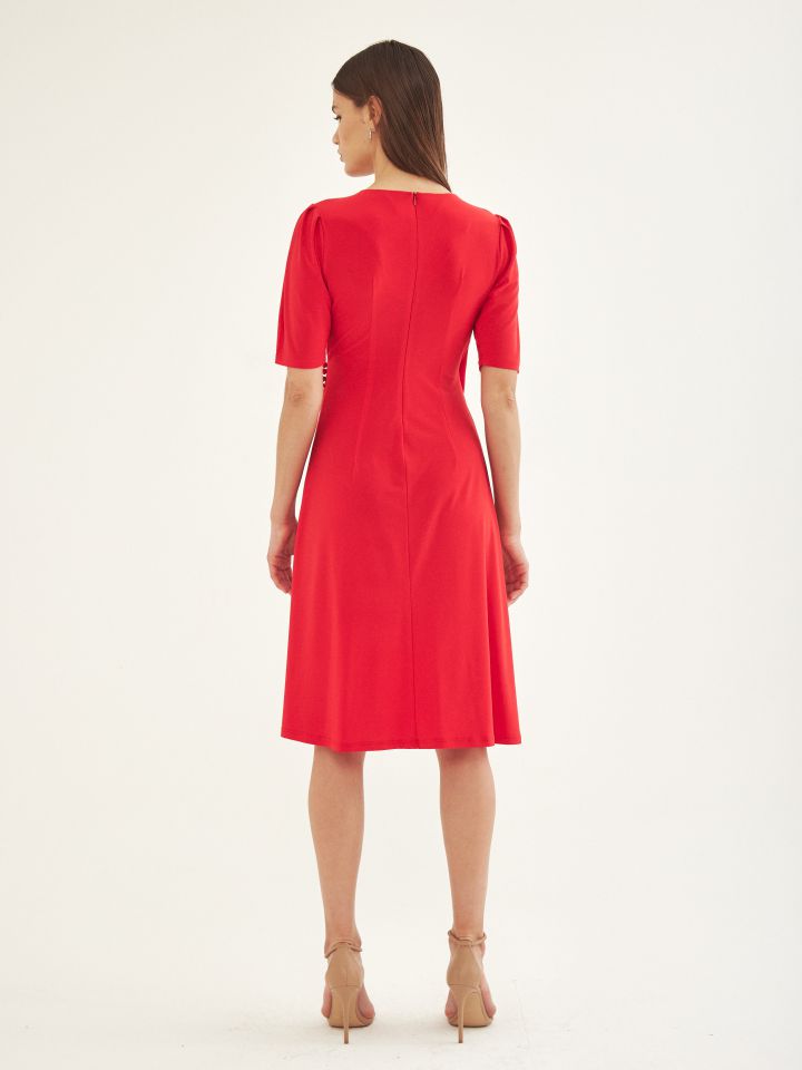 שמלה מעטפה כפ’ צד PROMO בצבע קורל