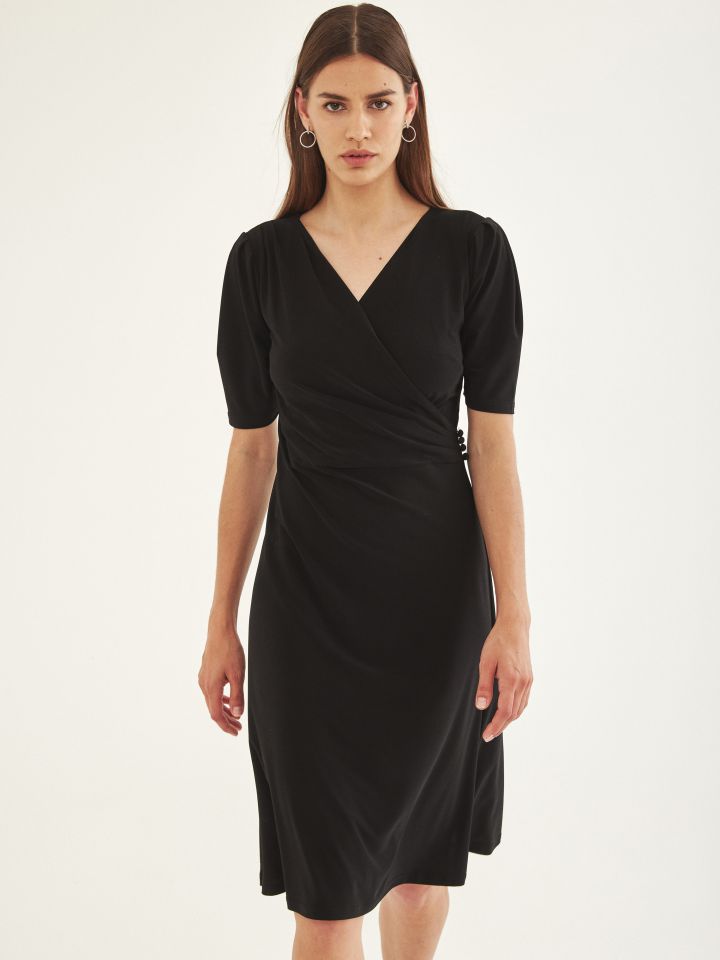 שמלה מעטפה כפ’ צד PROMO בצבע שחור