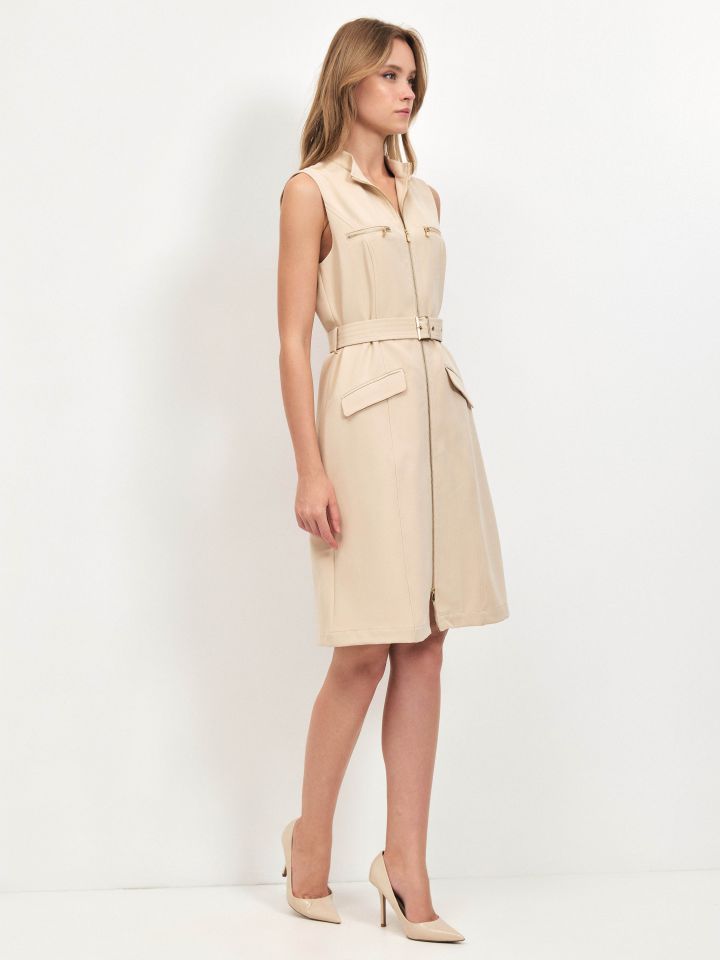 שמלה רוכסנים בצבע בייז קפוצינו