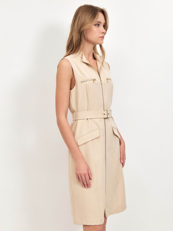 שמלה רוכסנים בצבע בייז קפוצינו