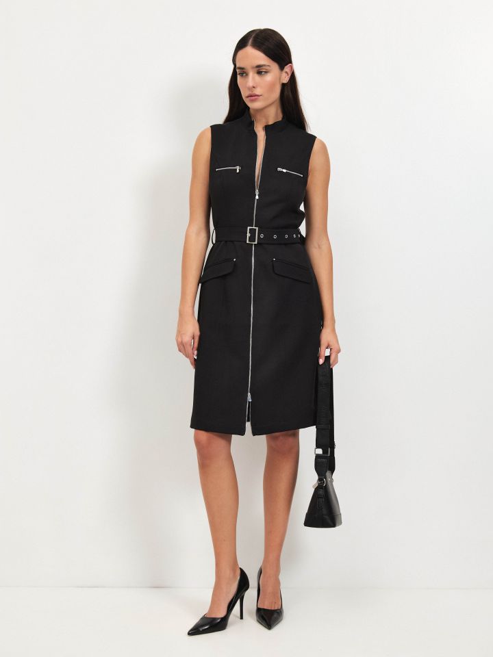 שמלה רוכסנים בצבע שחור