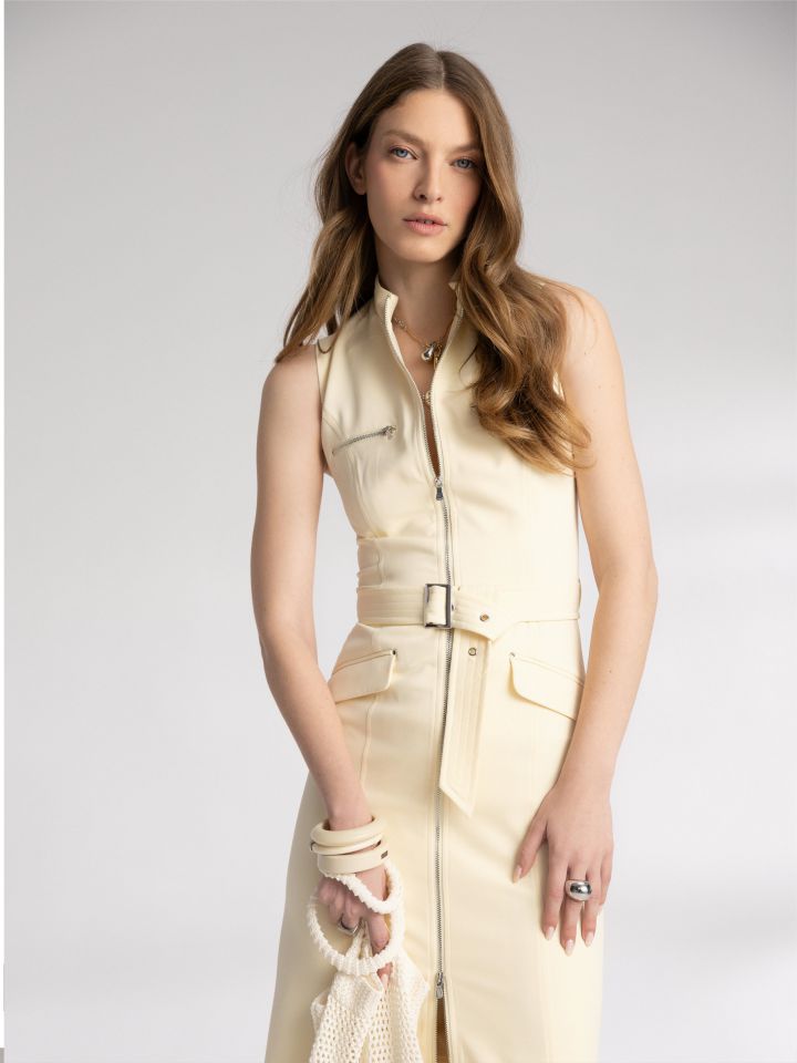 שמלה רוכסנים בצבע לימון