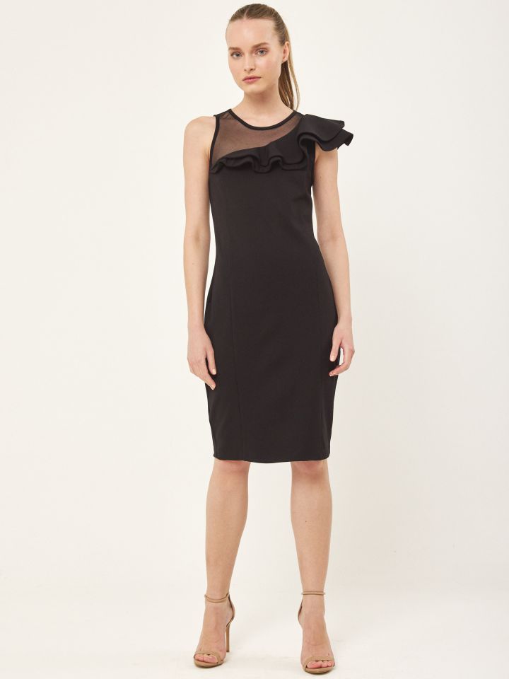 שמלה פתח מלמלות באלכסון בצבע שחור