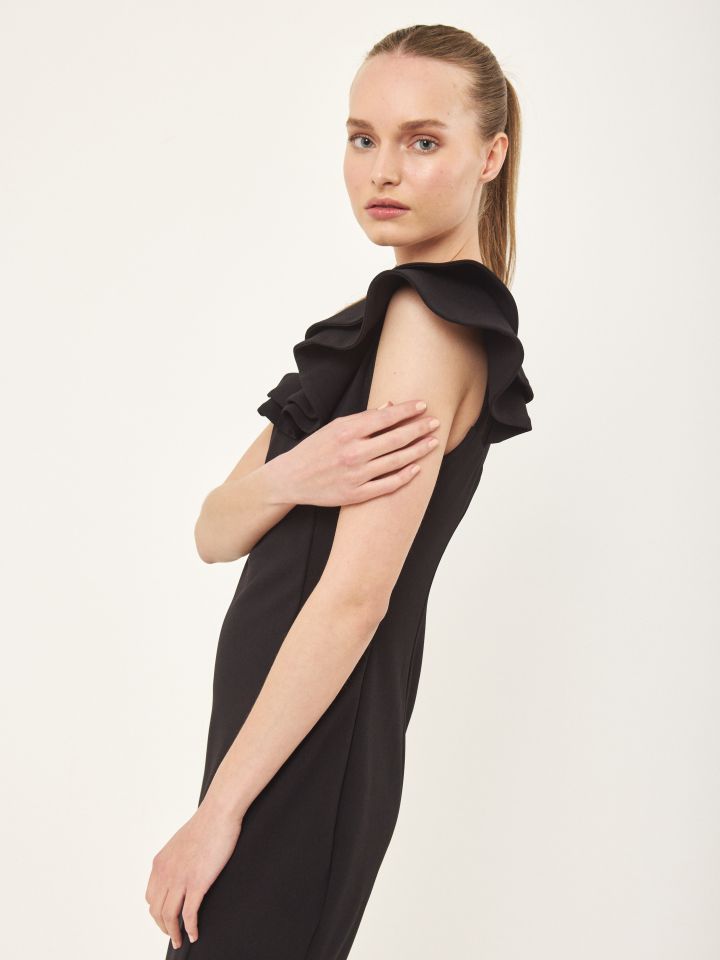 שמלה פתח מלמלות באלכסון בצבע שחור