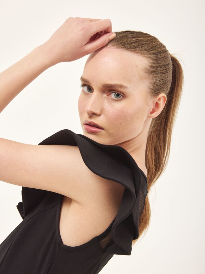 שמלה פתח מלמלות באלכסון בצבע שחור