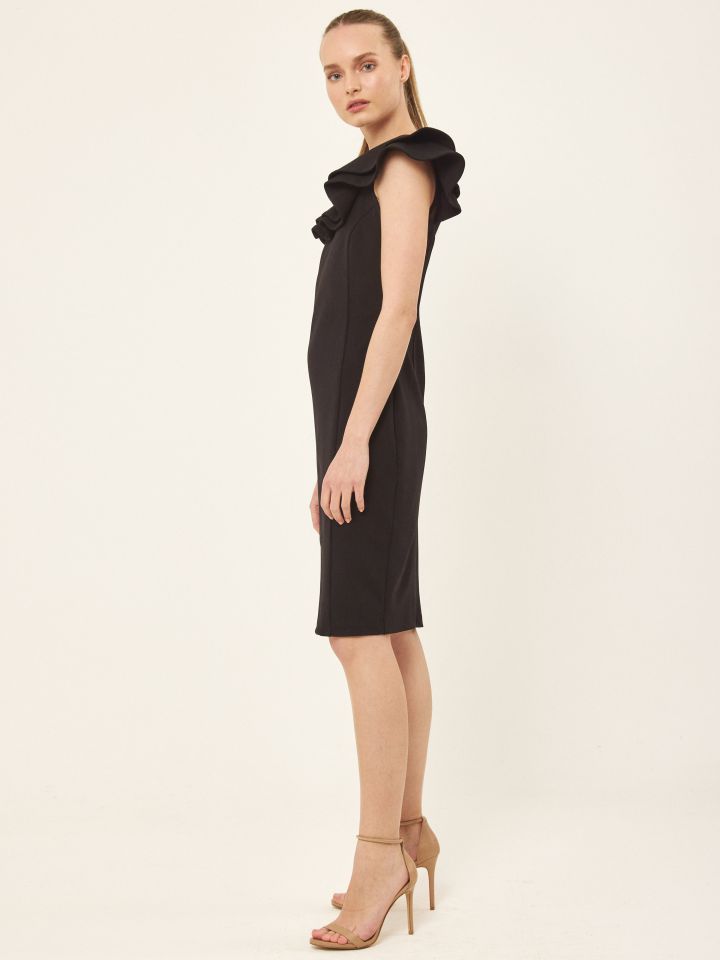 שמלה פתח מלמלות באלכסון בצבע שחור