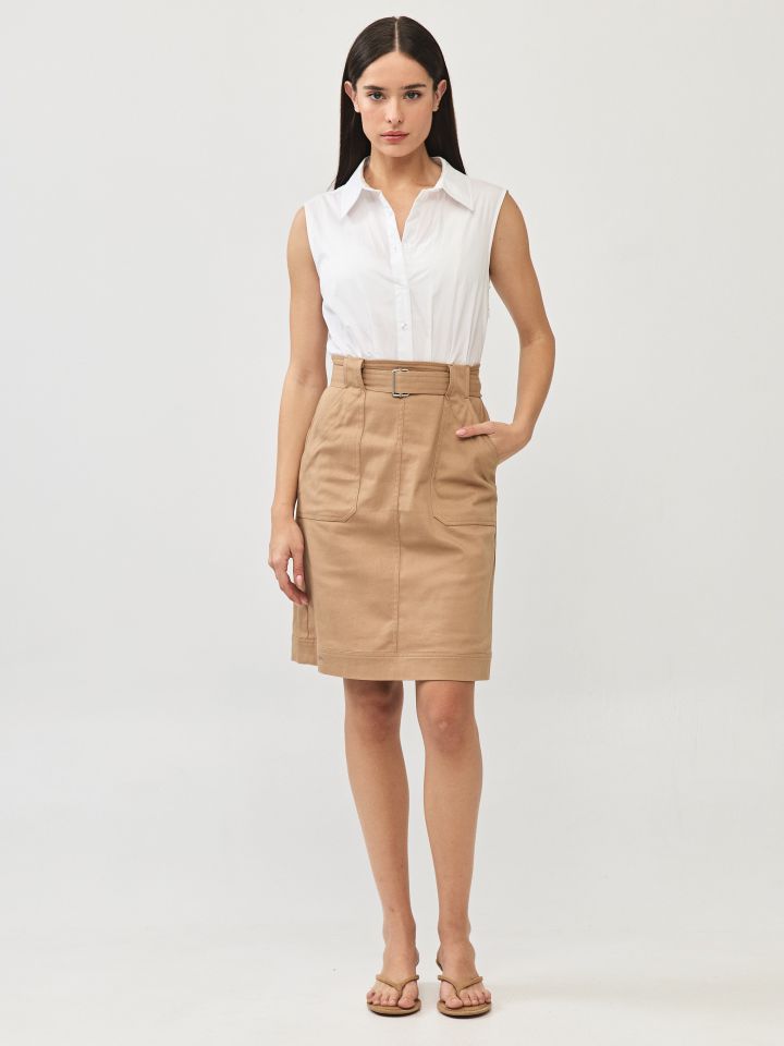 שמלה שילוב חצאית בצבע בייז’