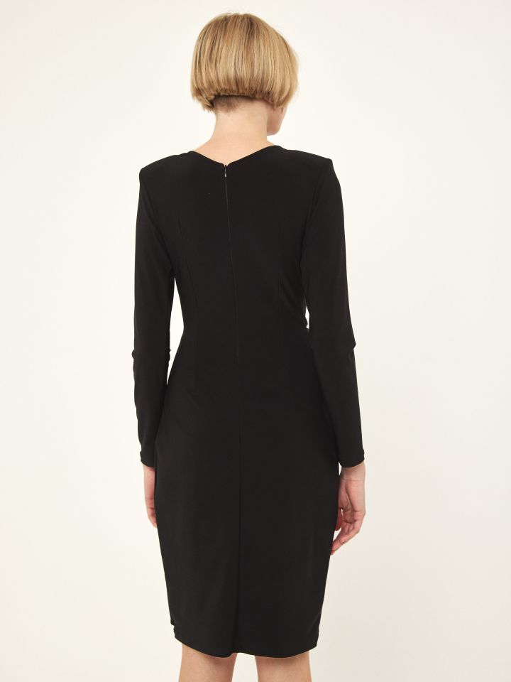 שמלה מעטפה שילוב יהלומים בצבע שחור