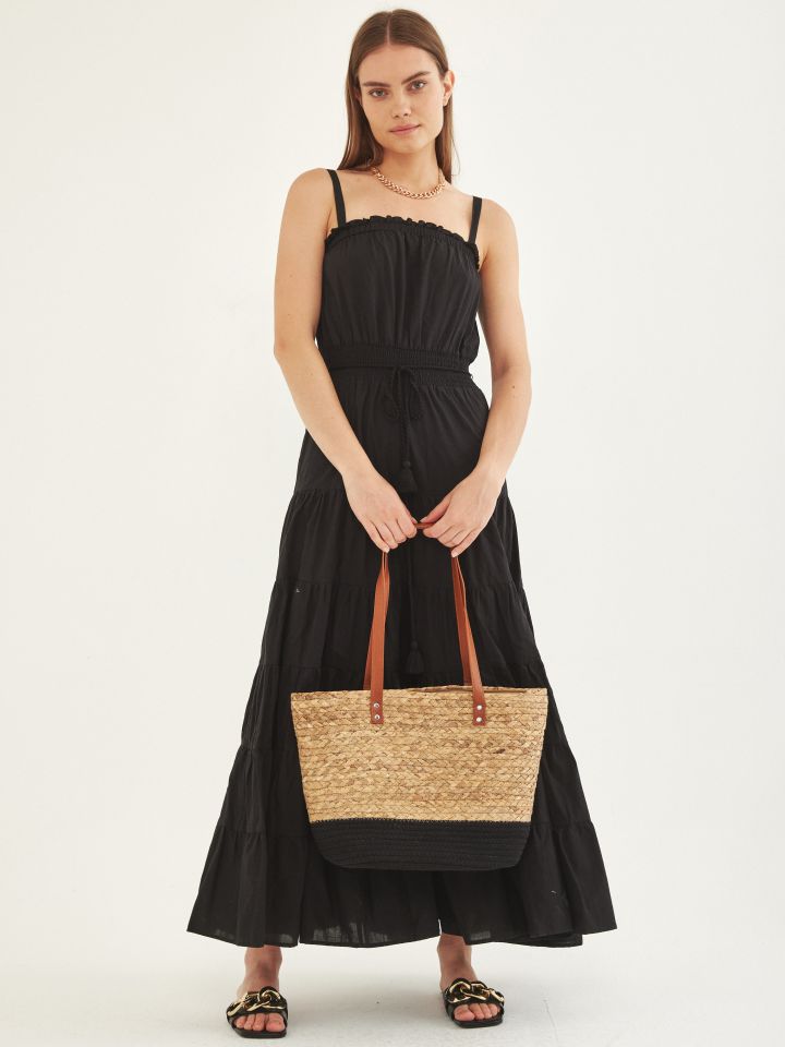 שמלה מקסי וואל בצבע שחור