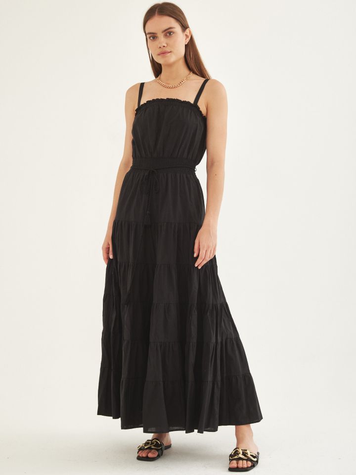 שמלה מקסי וואל בצבע שחור