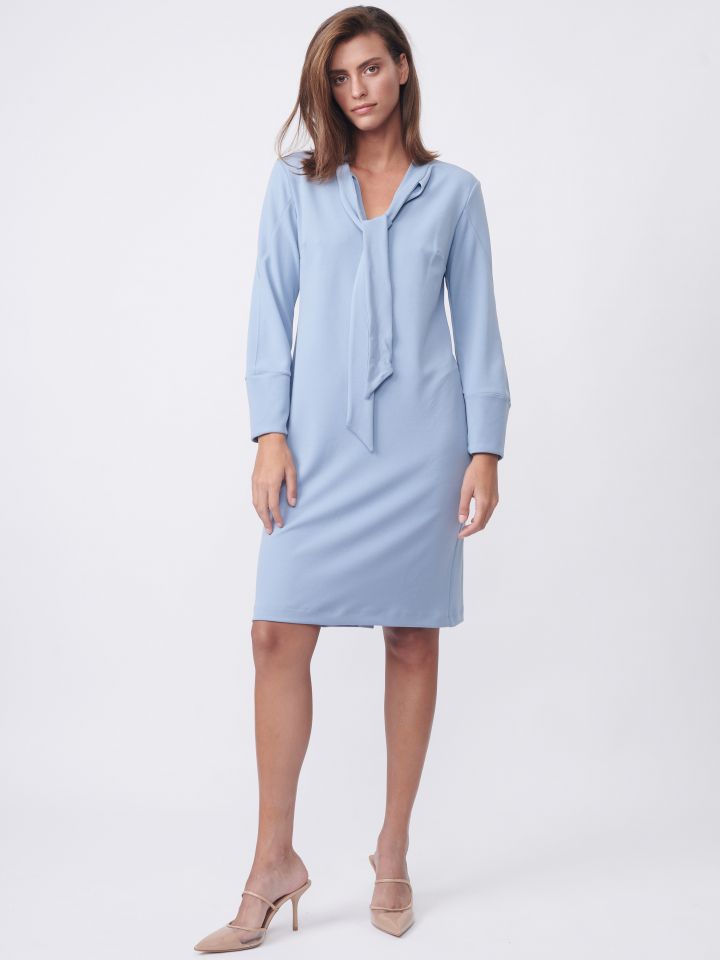 שמלה סקובה עניבה קשירה PROMO בצבע תכלת