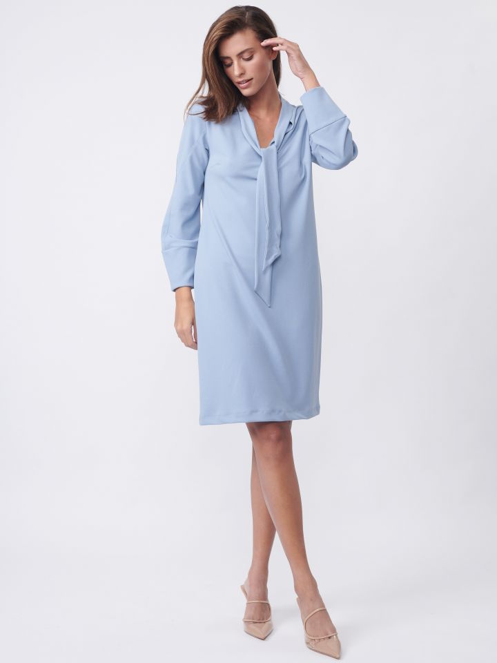 שמלה סקובה עניבה קשירה PROMO בצבע תכלת