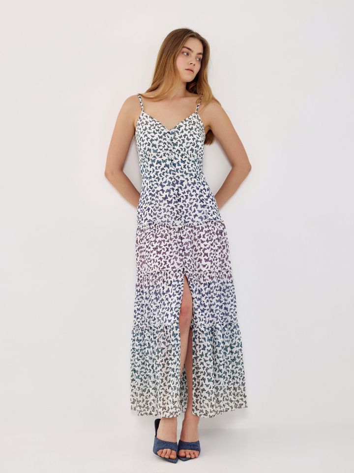 שמלה דפוס פרפרים בצבע דפוס