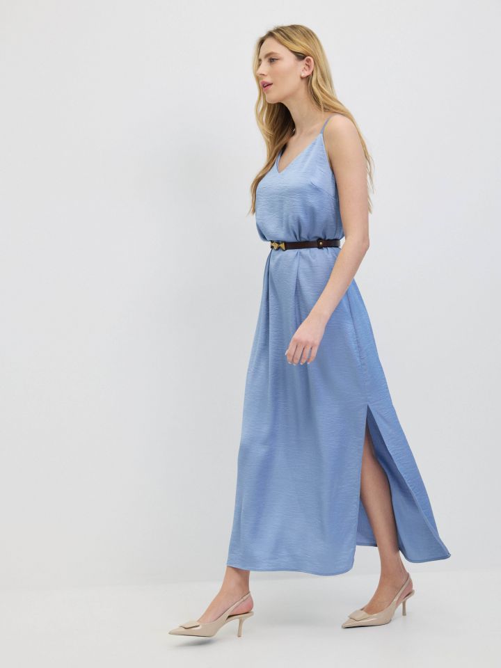 שמלה סטן  PROMO בצבע תכלת