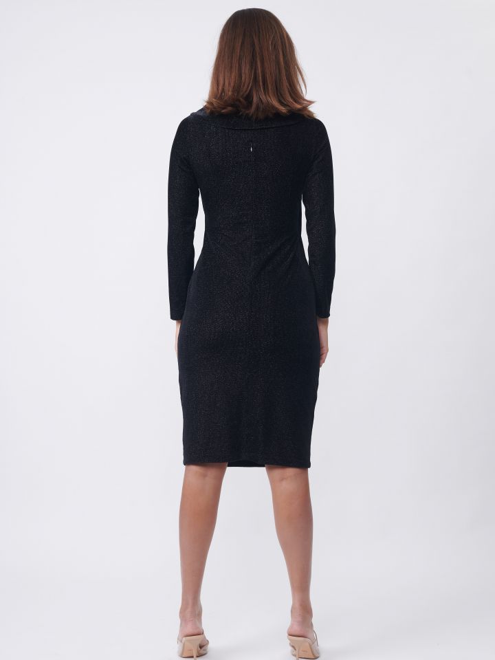 שמלה מעטפה קטיפה לורקס בצבע שחור