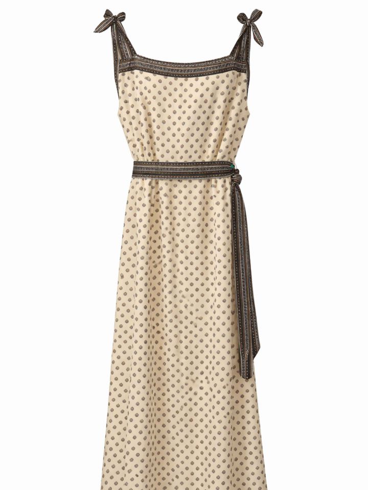 שמלה סטן חגורה קשירה בצבע אופוויט