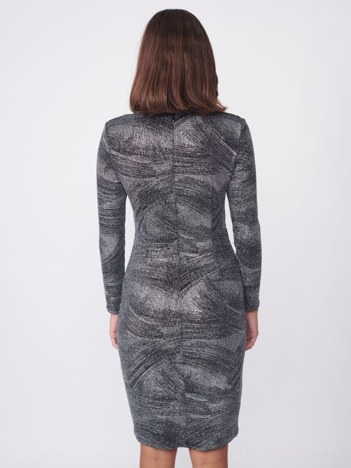 שמלה לורקס מעטפה בצבע אפור כסף