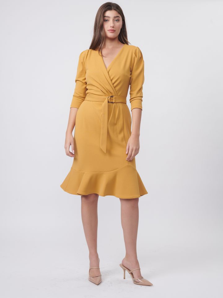 שמלה  SHIRA בצבע חרדל