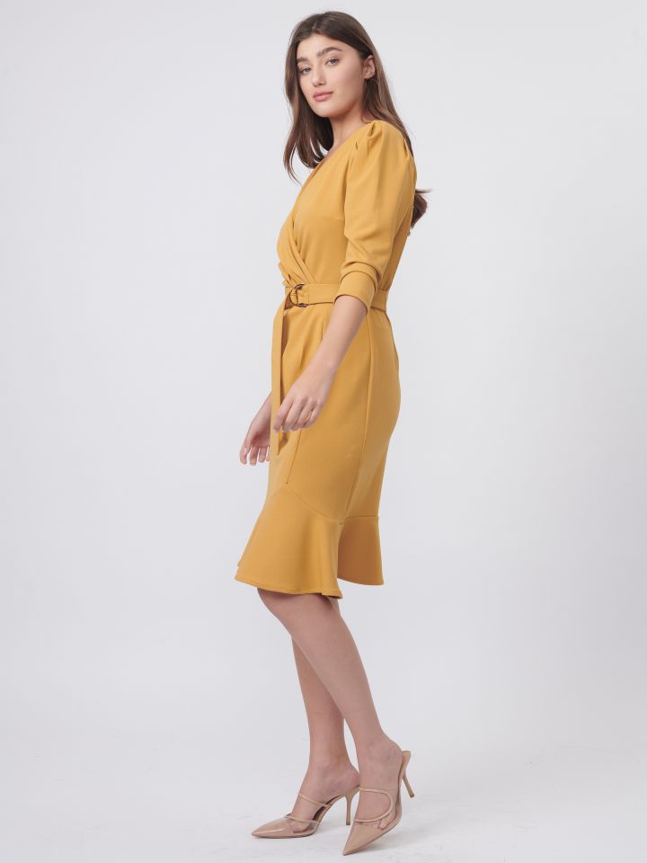 שמלה  SHIRA בצבע חרדל