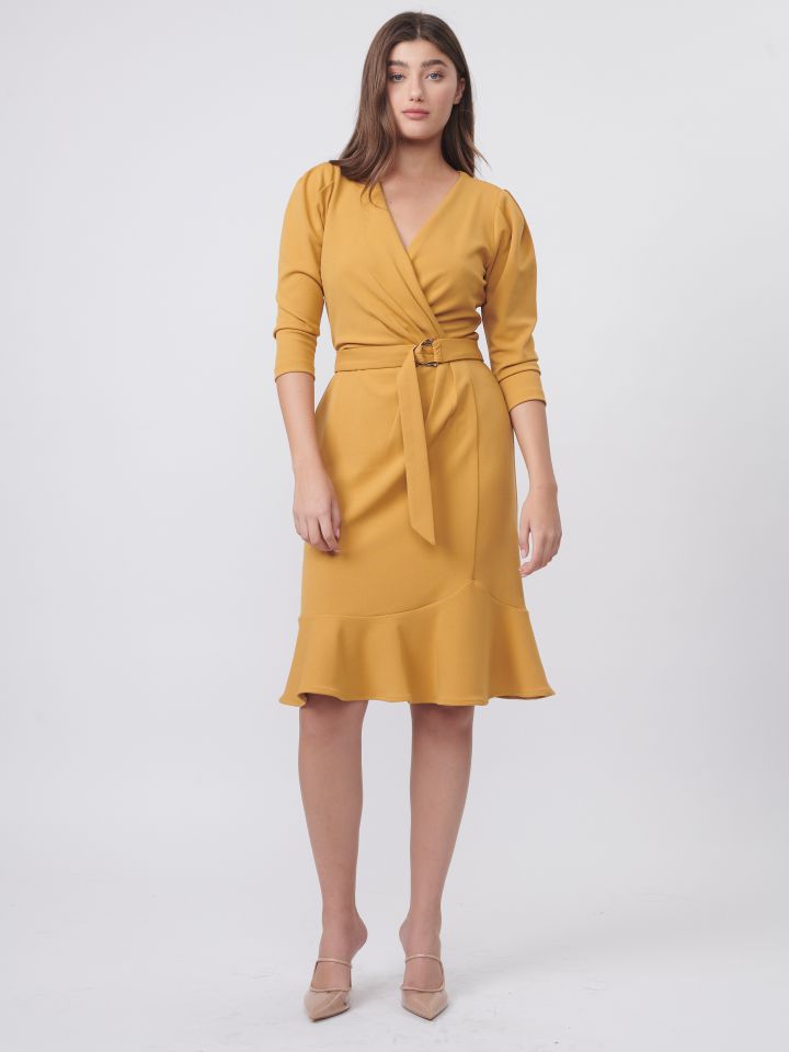 שמלה  SHIRA בצבע חרדל