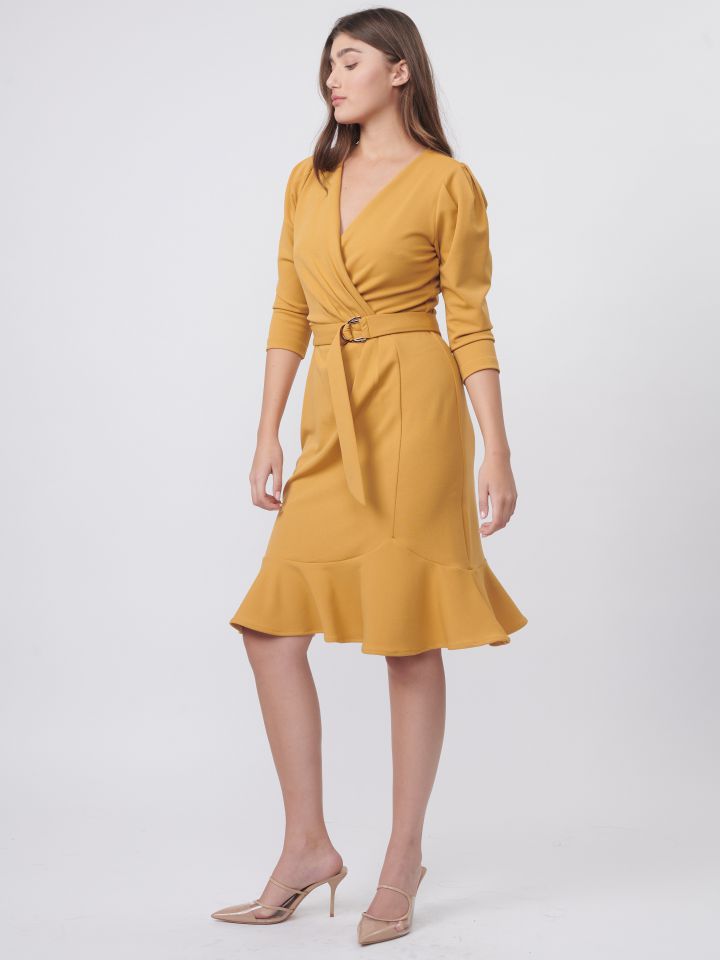 שמלה  SHIRA בצבע חרדל