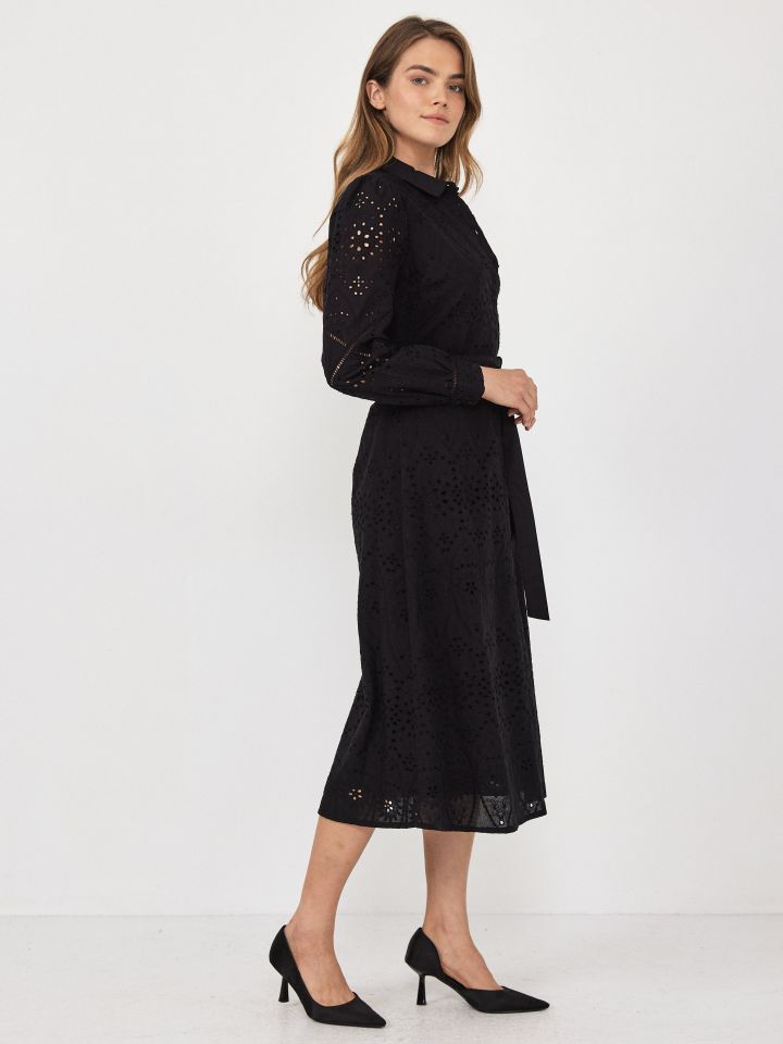 שמלה קרושה שרוול ארוך בצבע שחור