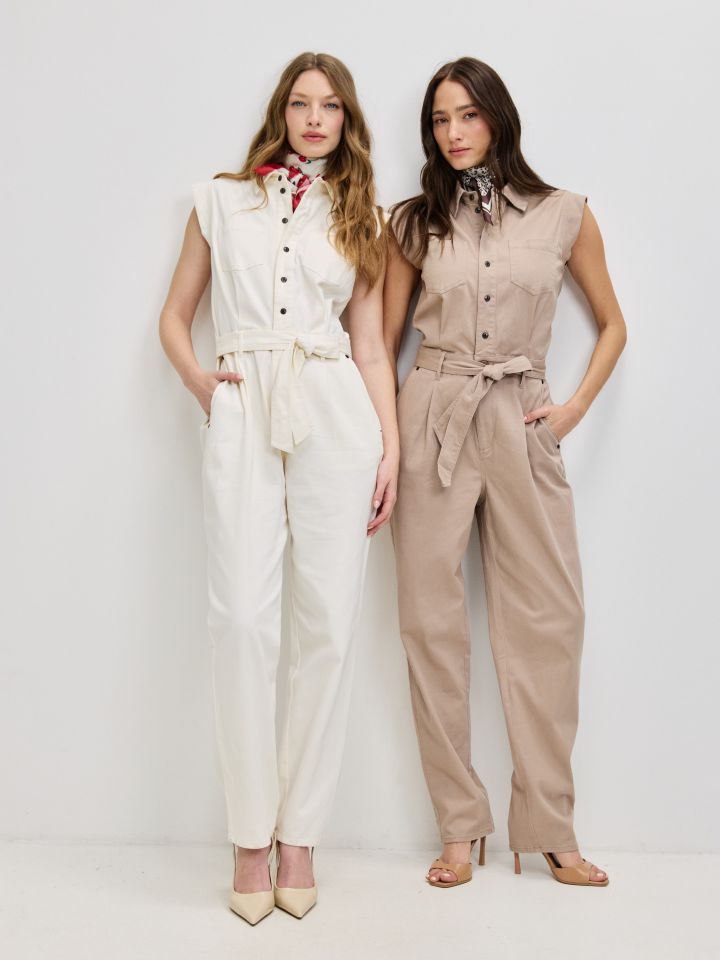 אוברול חגורה בצבע מוקה