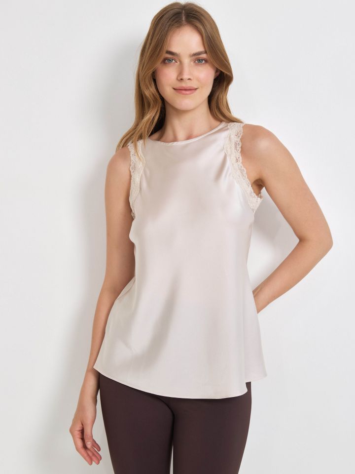 גופיה סטן תחרה PROMO בצבע בייז’