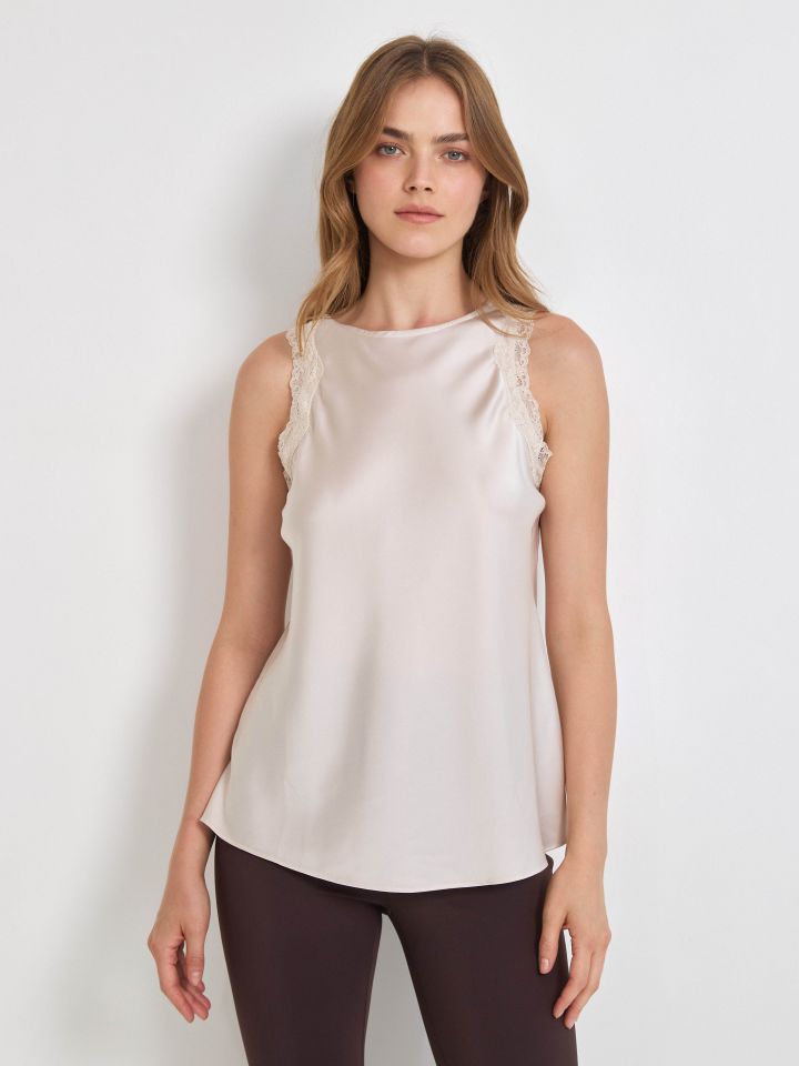 גופיה סטן תחרה PROMO בצבע בייז’