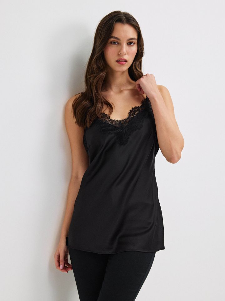 גופיה שילוב תחרה PROMO בצבע שחור