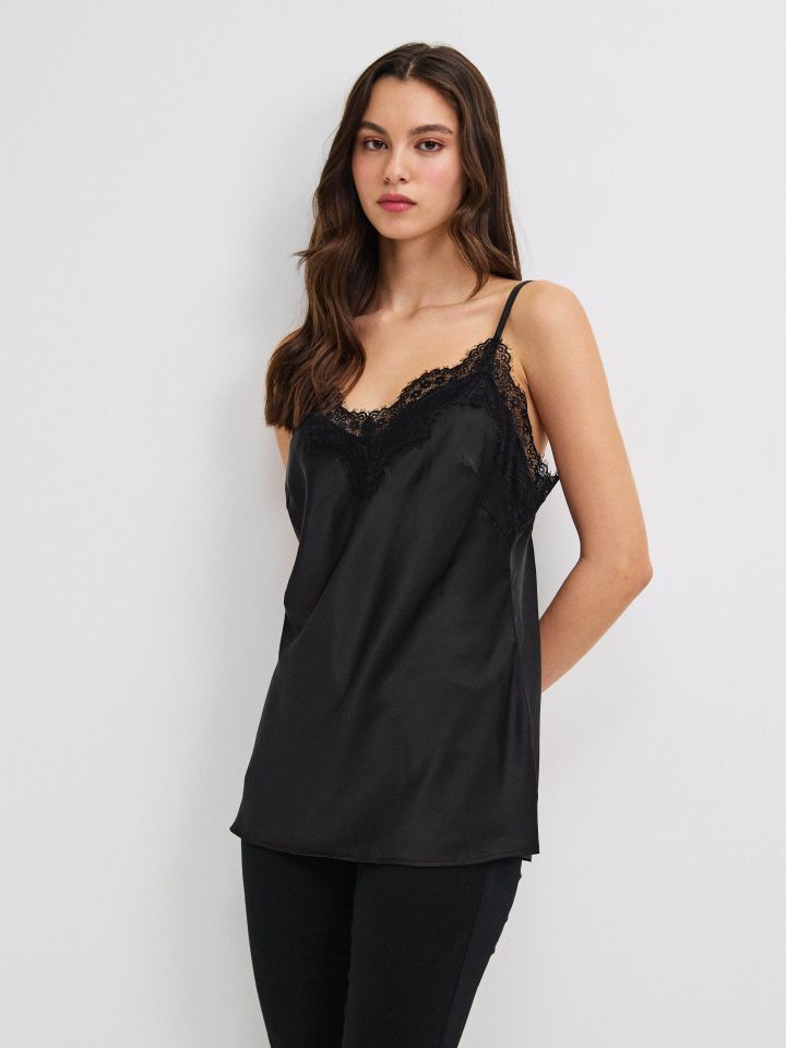 גופיה שילוב תחרה PROMO בצבע שחור