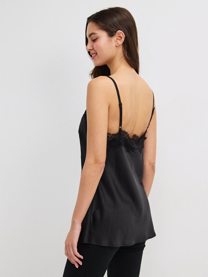 גופיה שילוב תחרה PROMO בצבע שחור