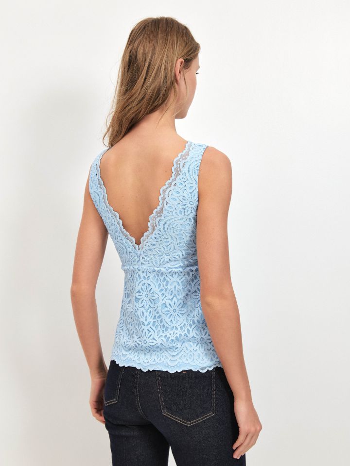 גופיה V תחרה PROMO בצבע תכלת אורלי