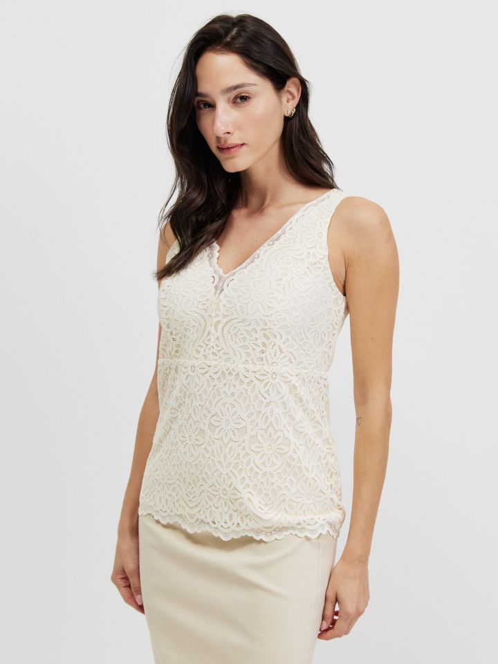 גופיה V תחרה PROMO בצבע שמפניה