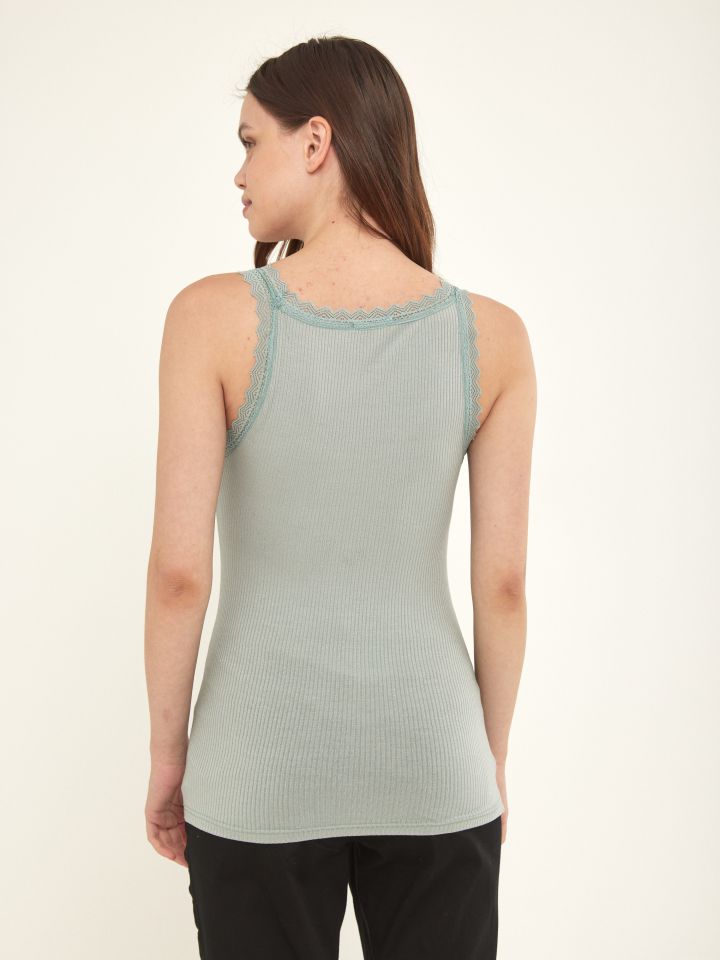 גופיה ריב שילוב תחרות PROMO בצבע ירוק בהיר