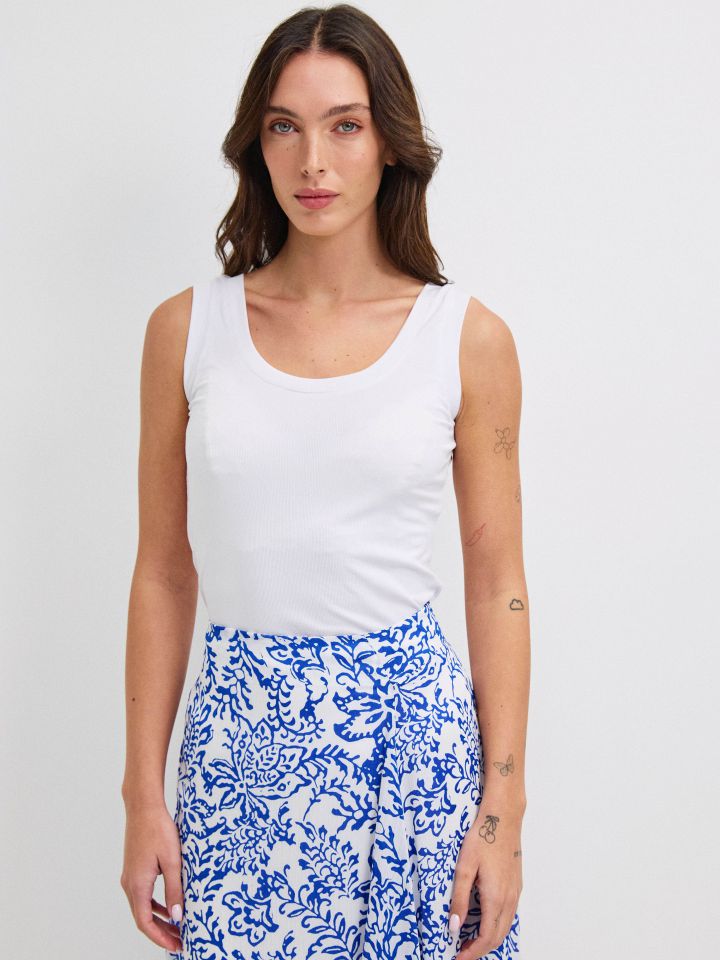 גופיה ריפס PROMO בצבע לבן