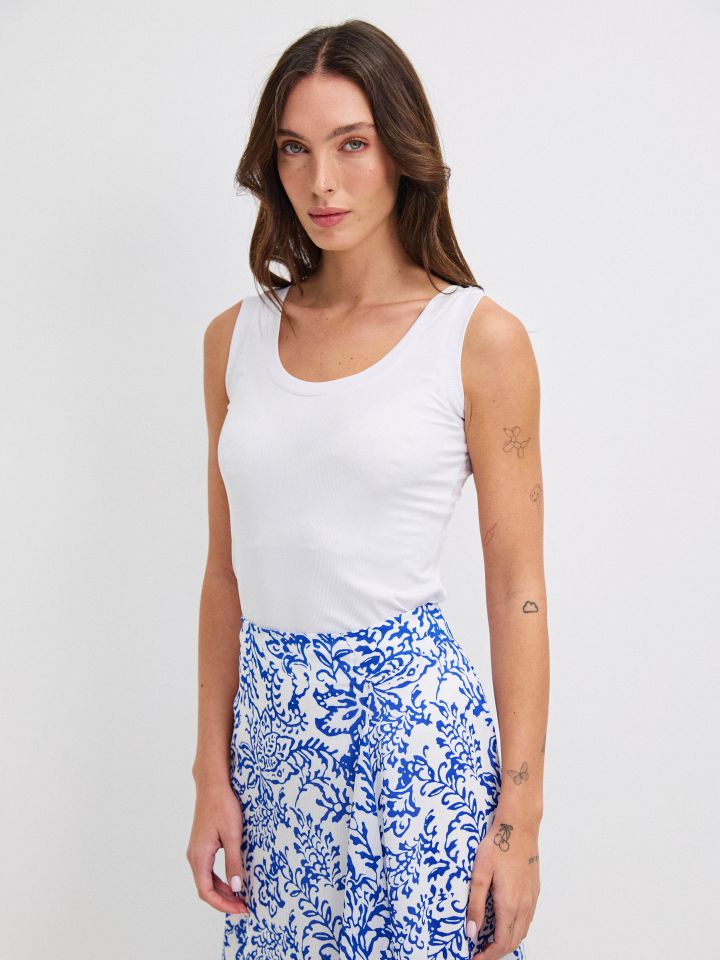 גופיה ריפס PROMO בצבע לבן