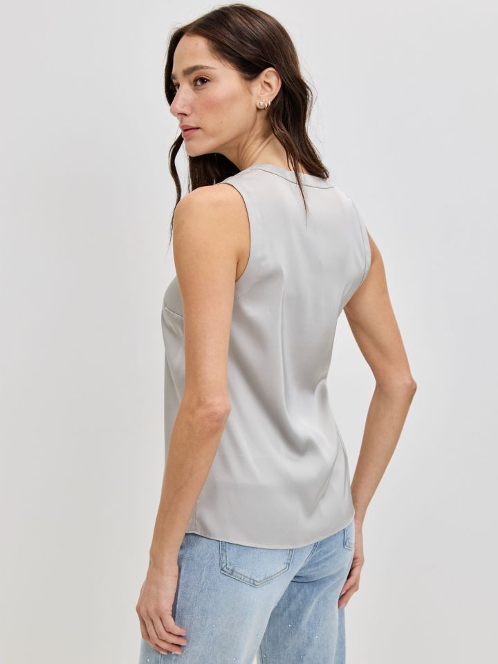 גופיה סטן פתח עגול PROMO בצבע אפור כסף