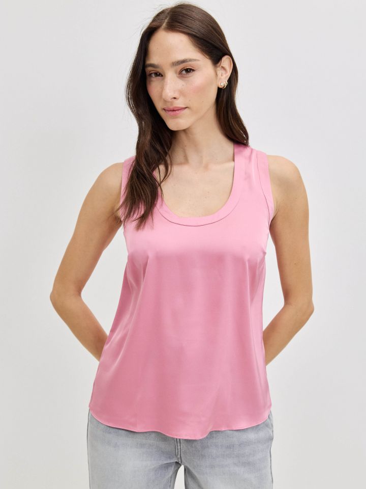 גופיה סטן פתח עגול PROMO בצבע ורוד חדש