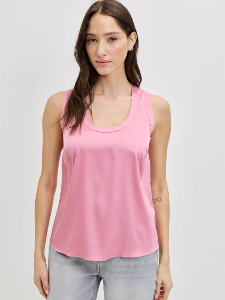 גופיה סטן פתח עגול PROMO בצבע ורוד חדש