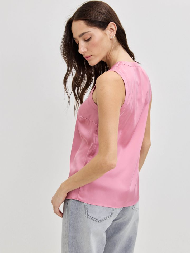 גופיה סטן פתח עגול PROMO בצבע ורוד חדש