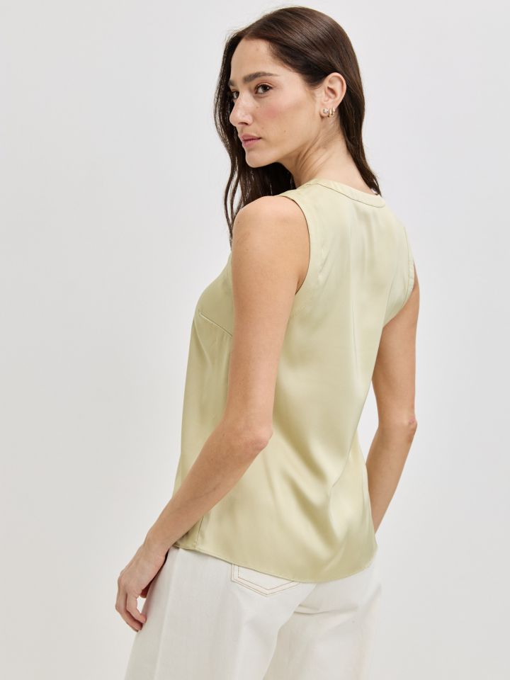 גופיה סטן פתח עגול PROMO בצבע זהב